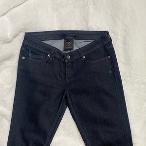 Genetic Denim Cropped DNA Skinny Ankle Zip Royal Wash 8” Rise 29”
